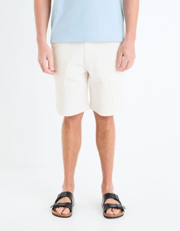 Bermuda en maille coton stretch - écru