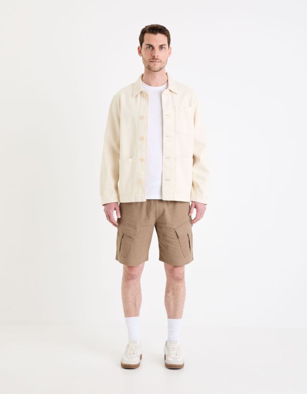 Bermuda cargo en coton - beige