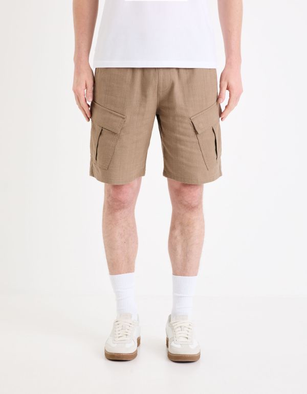 Bermuda cargo en coton - beige
