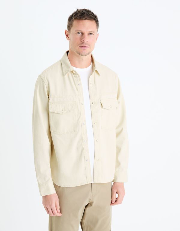Surchemise en jean overshirt 100% coton - beige