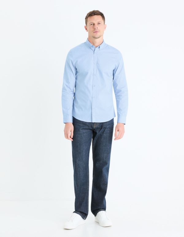 Chemise slim 100% coton - bleu clair