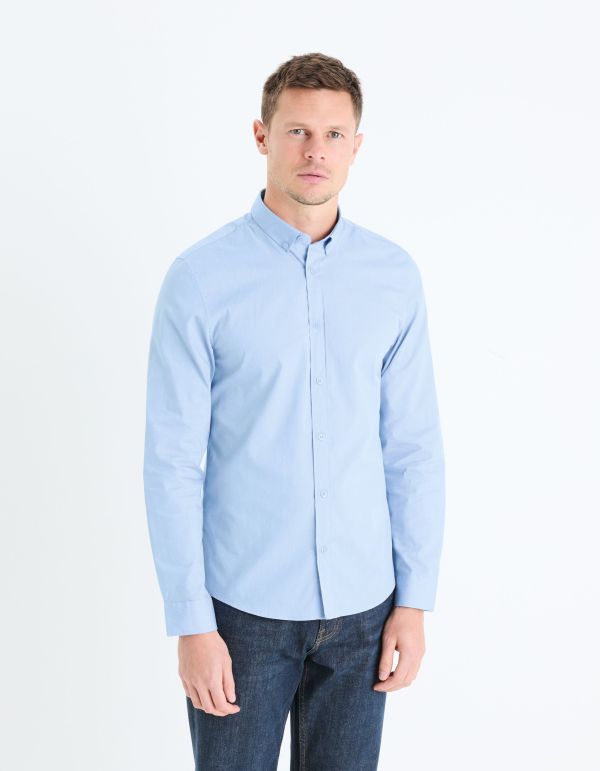 Chemise slim 100% coton - bleu clair