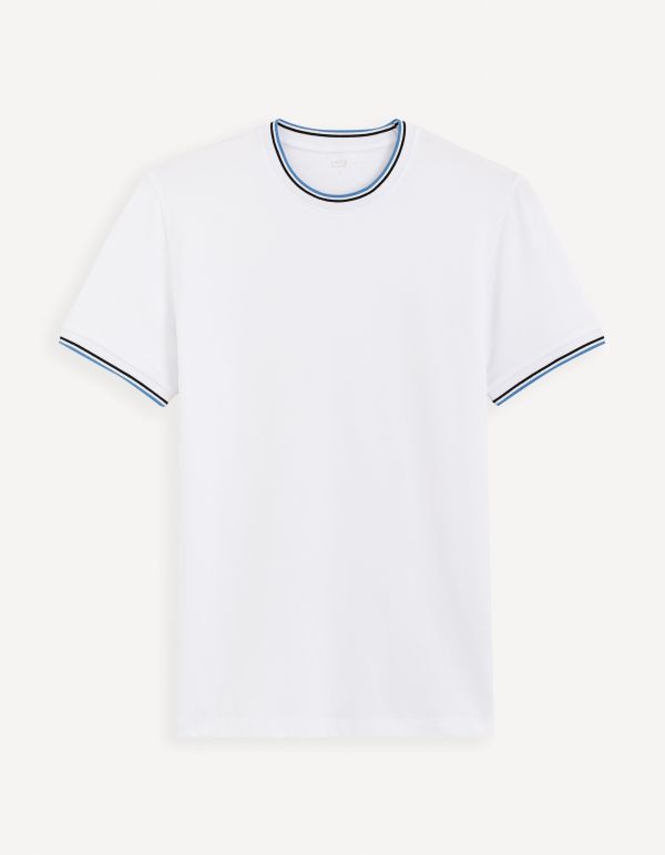 T-shirt col rond straight coton stretch - blanc