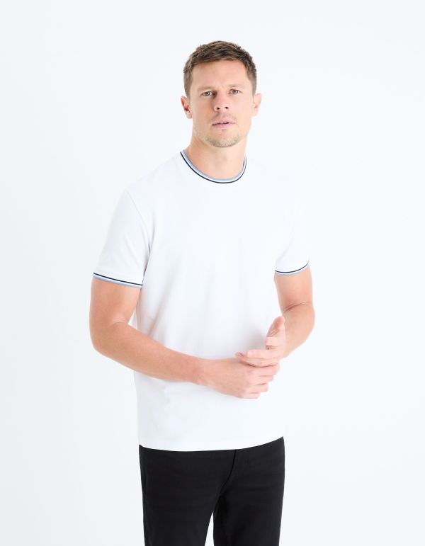 T-shirt col rond straight coton stretch - blanc