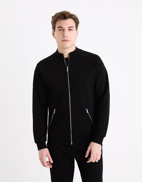 Sweat col rond straight coton mélangé - noir