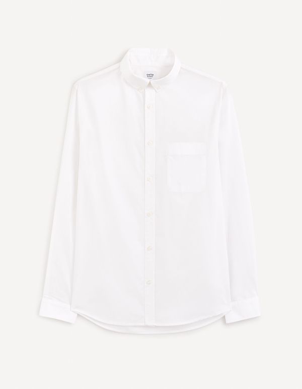 Chemise col boutonné regular 100% coton - blanc
