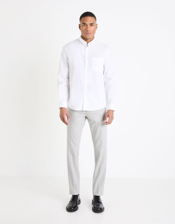 Chemise col boutonné regular 100% coton - blanc