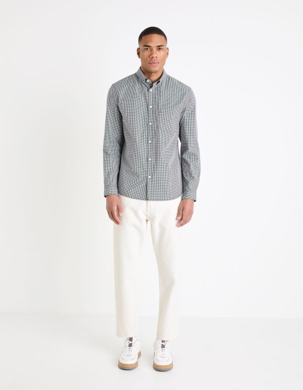 Chemise col boutonné regular 100% coton - noir