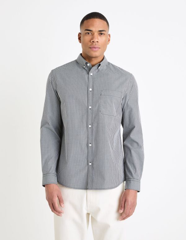 Chemise col boutonné regular 100% coton - noir