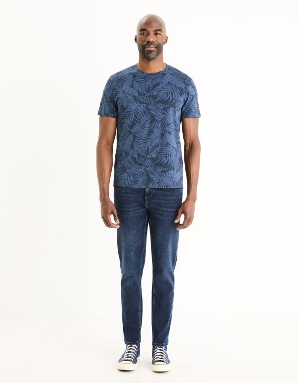 T-shirt col rond regular en coton - marine