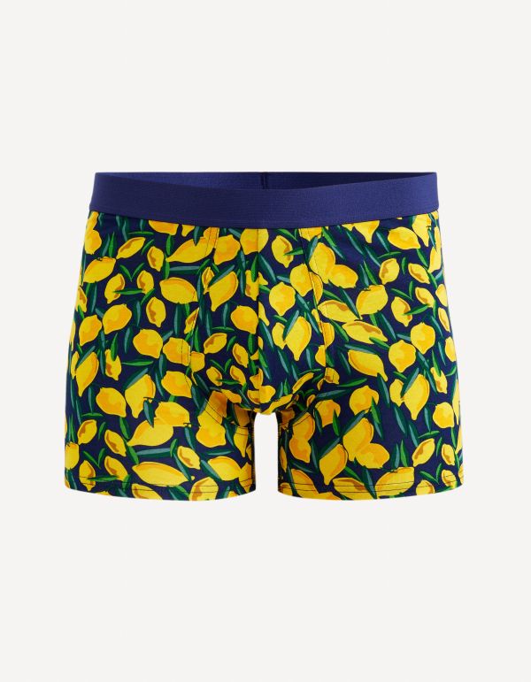 Boxer motifs citrons en coton stretch - bleu