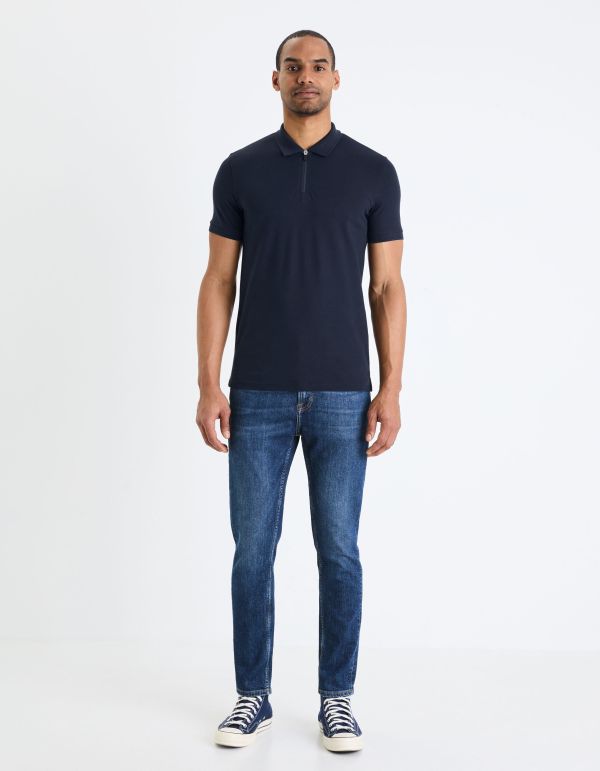 Polo piqué en coton supima stretch - marine