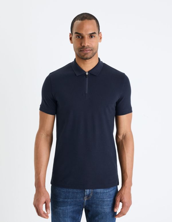 Polo piqué en coton supima stretch - marine