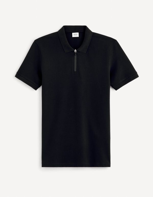 Polo piqué en coton supima stretch - noir