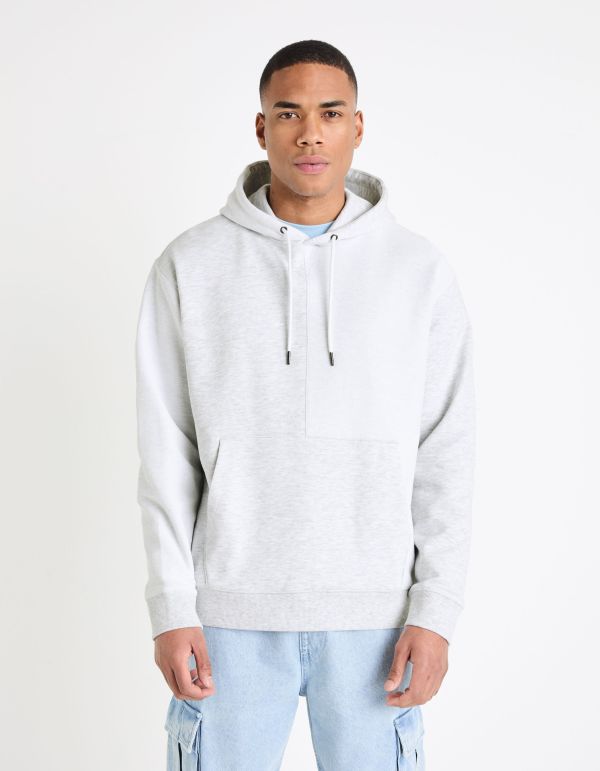 Sweat à capuche en coton mélangé - gris chiné