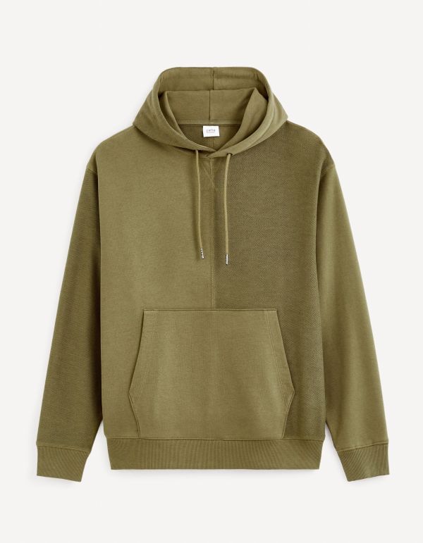 Sweat à capuche en coton mélangé - kaki