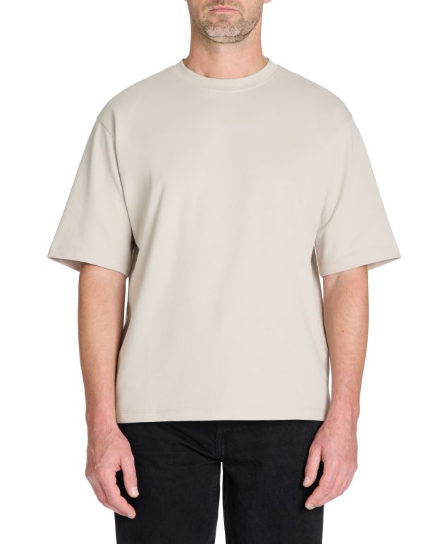 T-shirt infroissable oversize col rond - beige
