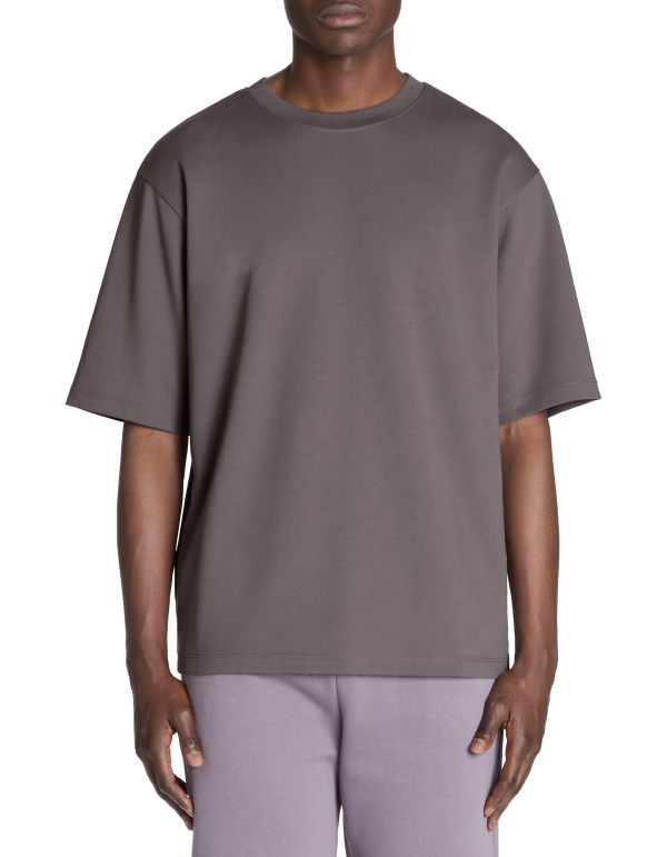 T-shirt infroissable oversize col rond - gris