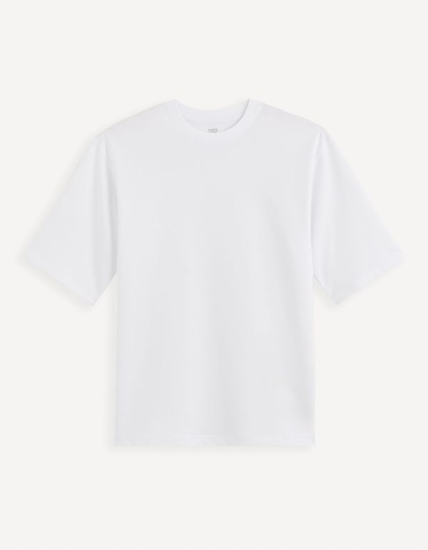 T-shirt col rond oversize coton mélangé - blanc