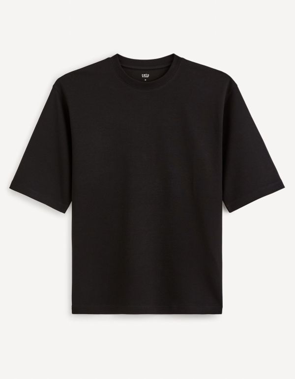 T-shirt col rond oversize coton mélangé - noir