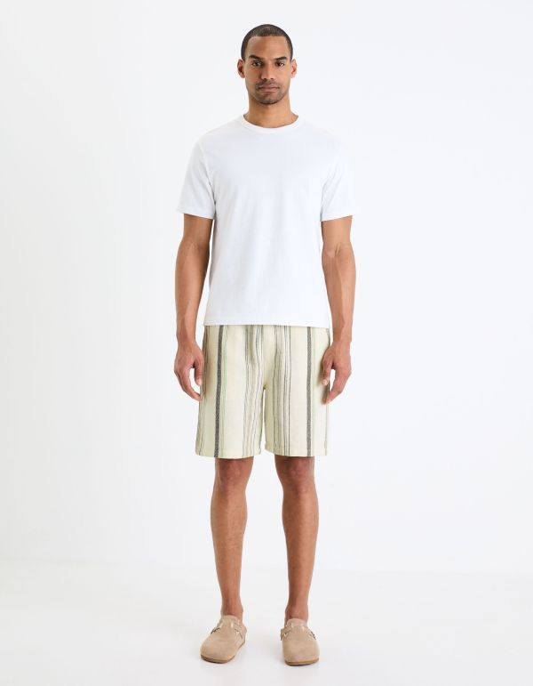 Bermuda rayé - écru