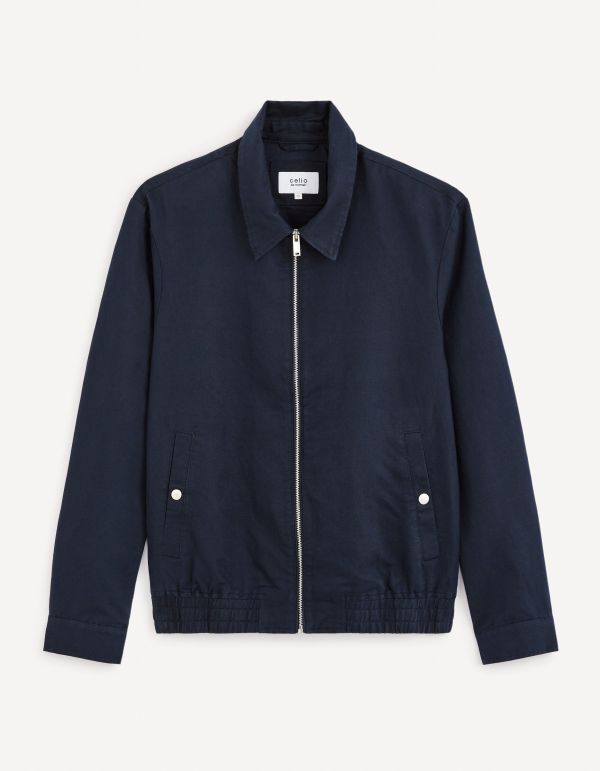Blouson zippé en lin coton - marine