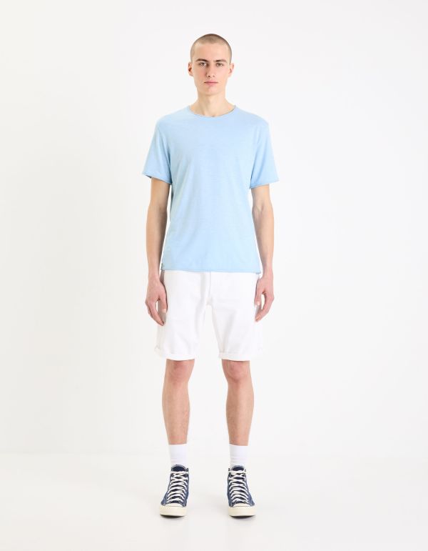 T-shirt à col rond en coton - bleu clair