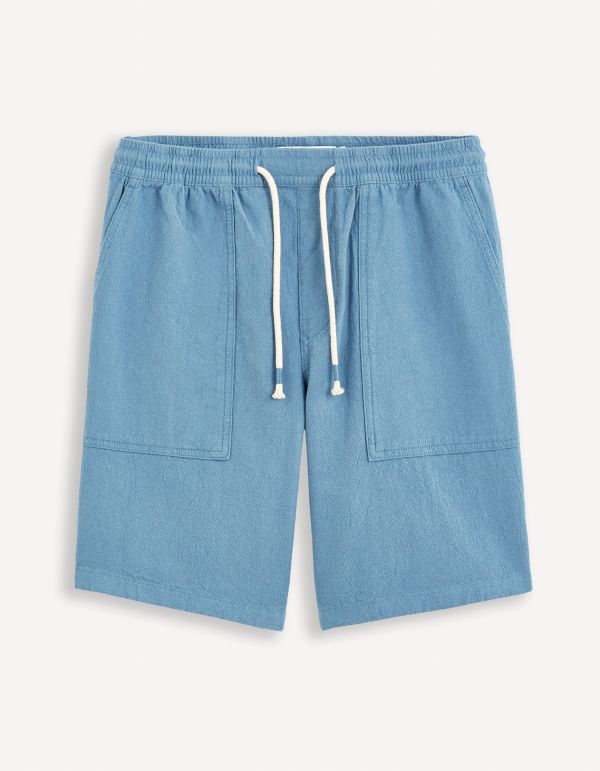Bermuda jogging en coton - bleu