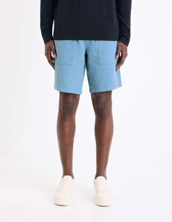 Bermuda jogging en coton - bleu