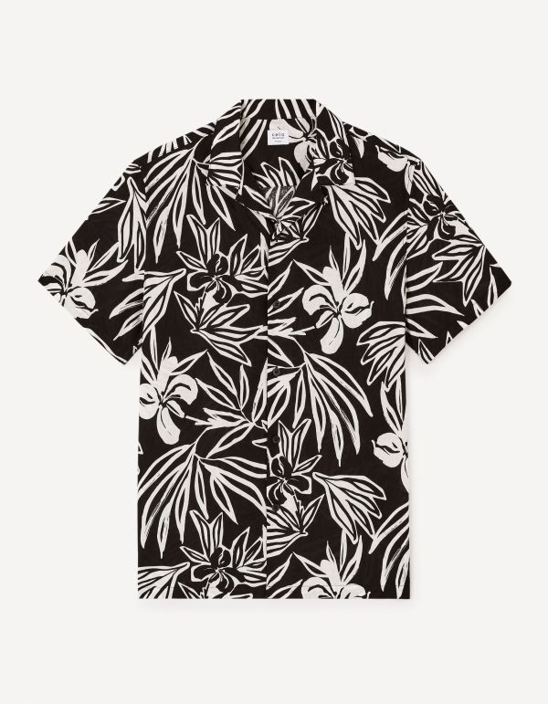 Chemisette regular à fleurs - noir