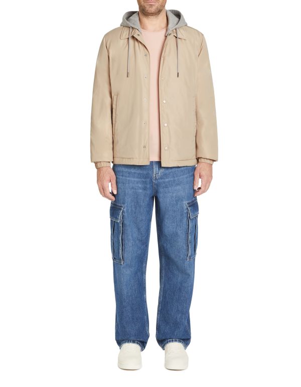 Blouson à capuche amovible - beige