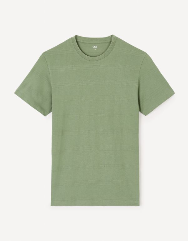T-shirt col rond en coton - vert