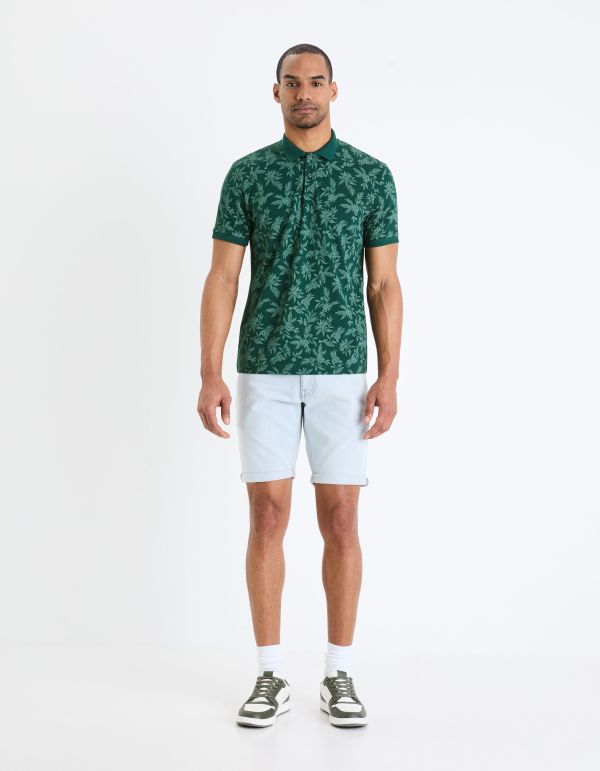 Polo piqué imprimé en coton - vert