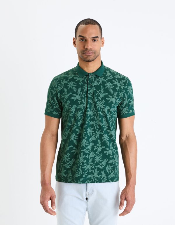 Polo piqué imprimé en coton - vert