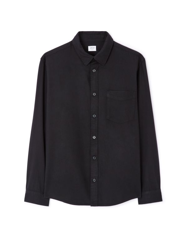 Chemise regular unie coton mélangé - noir