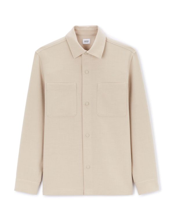 Chemise overshirt en coton stretch - beige