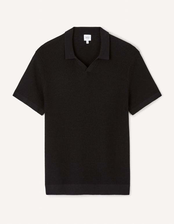 Polo regular en maille milano - noir