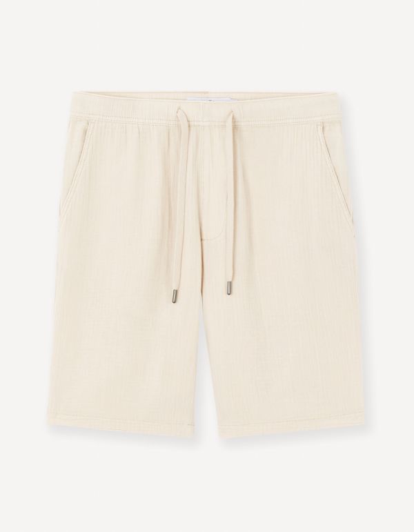 Bermuda en gaze de coton - beige