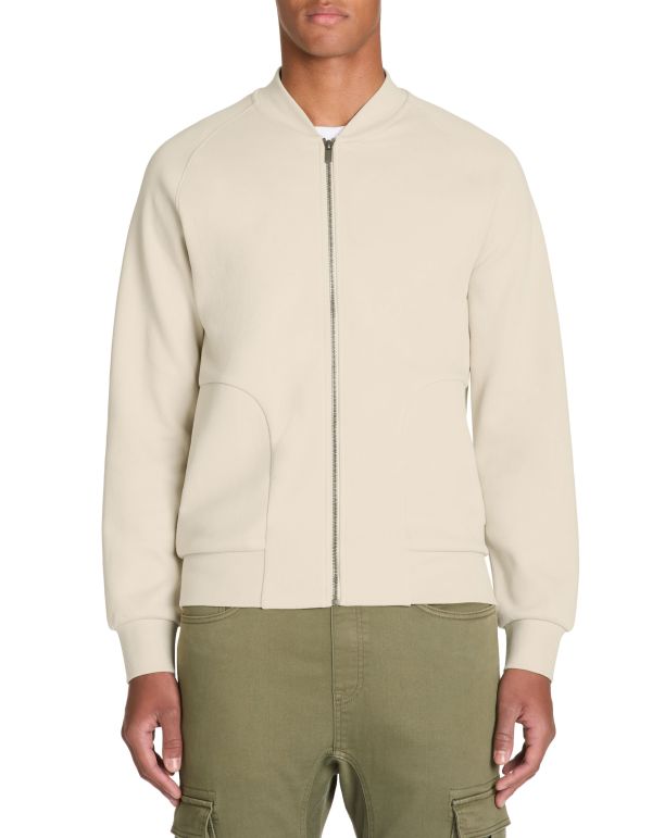 Sweat zippé regular coton mélangé - beige