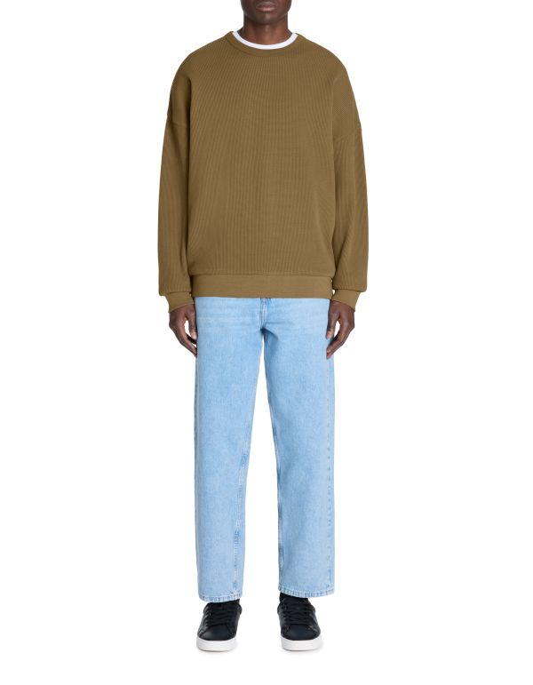 Sweat oversize col rond 100% coton - marron
