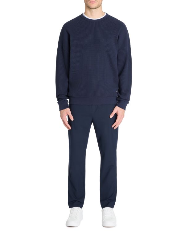 Sweat oversize col rond 100% coton - marine