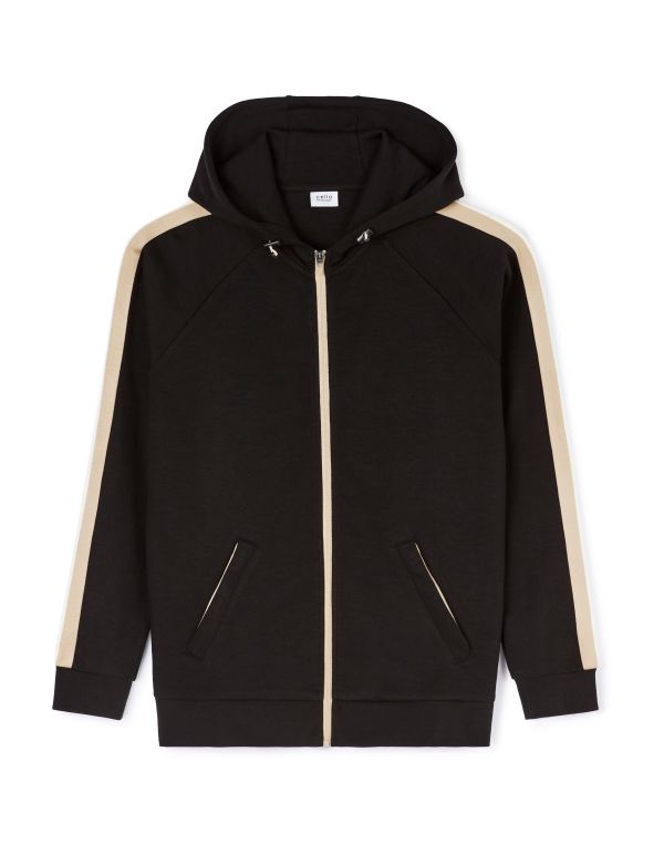 Sweat à capuche en coton mélangé - noir