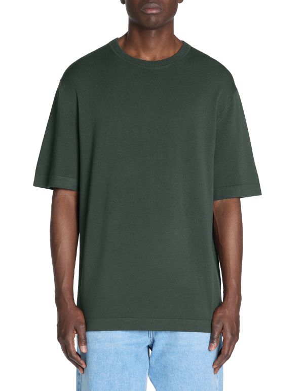 T-shirt boxy col rond 100% coton - kaki