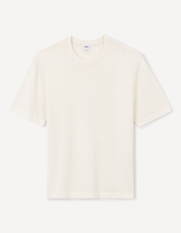 T-shirt col rond en tricot - beige