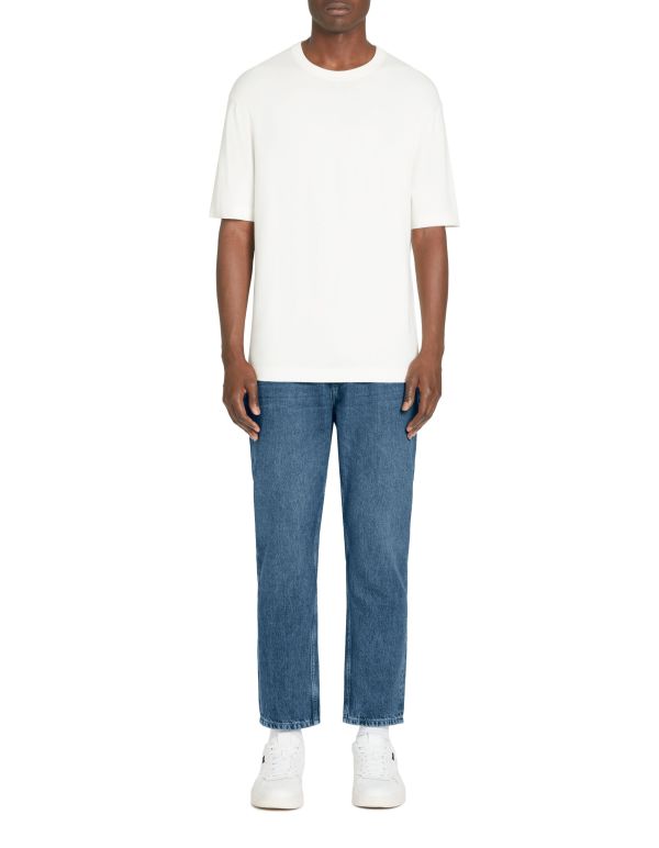 T-shirt col rond en tricot - beige