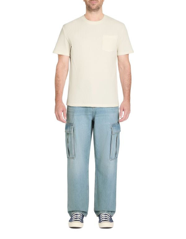 Jean baggy 100% coton C75 - bleu clair