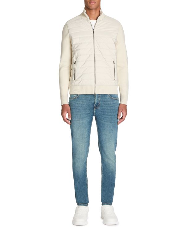 Blouson col montant en coton mélangé - écru