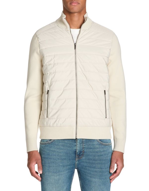 Blouson col montant en coton mélangé - écru