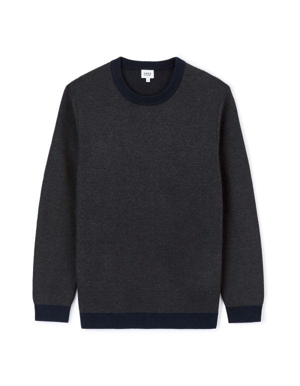 Pull col rond 100% coton - marine