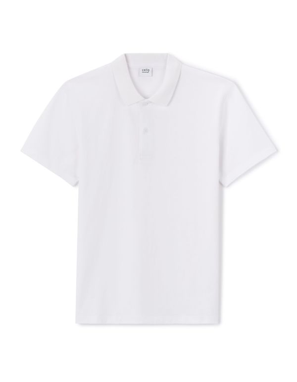 Polo straight en jersey de coton - blanc